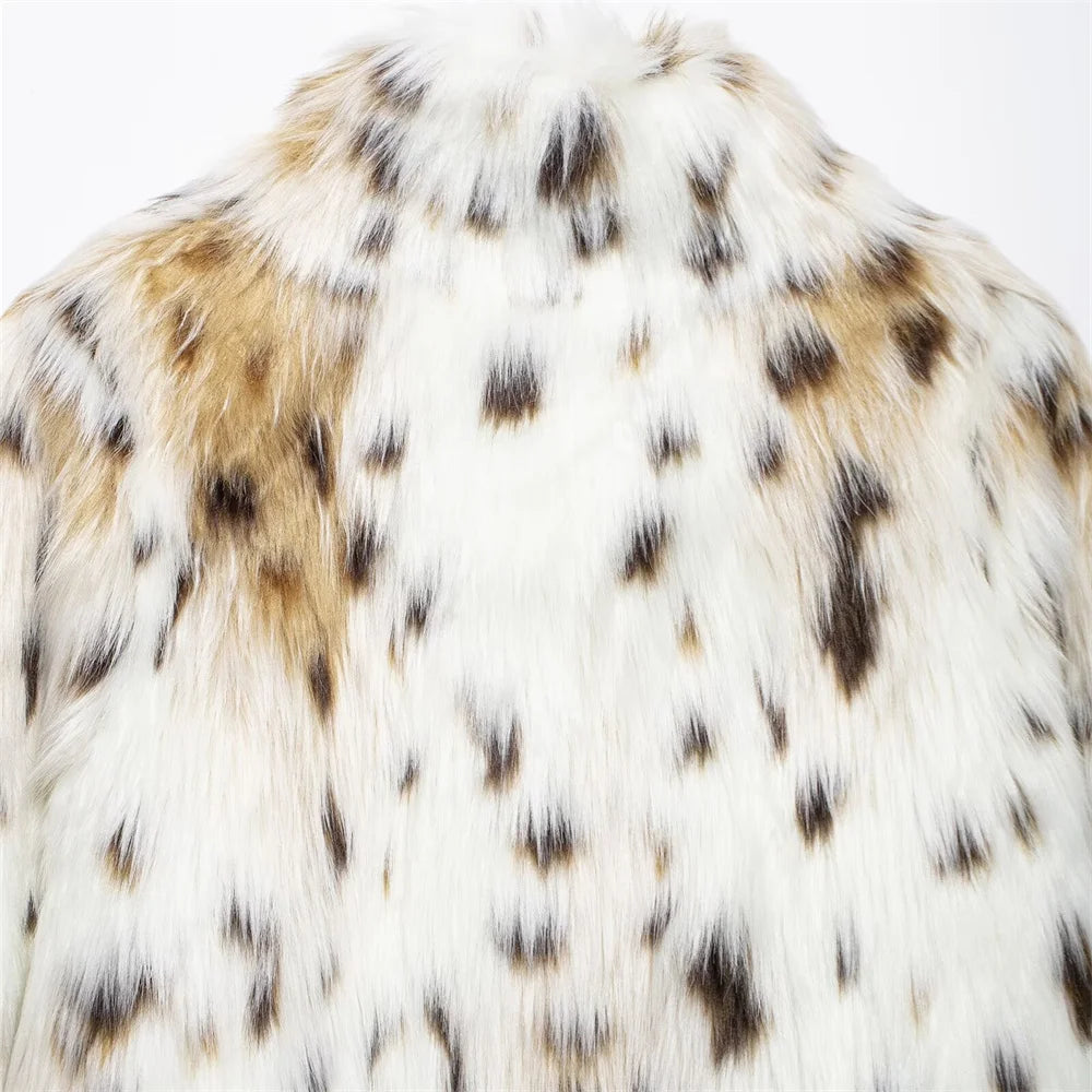 Leopard Jackets - Leopard Faux Fur Winter Jacket for Social Events