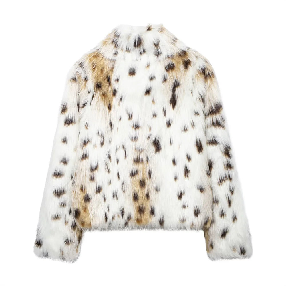 Leopard Jackets - Leopard Faux Fur Winter Jacket for Social Events