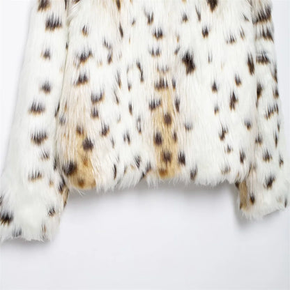 Leopard Jackets - Leopard Faux Fur Winter Jacket for Social Events