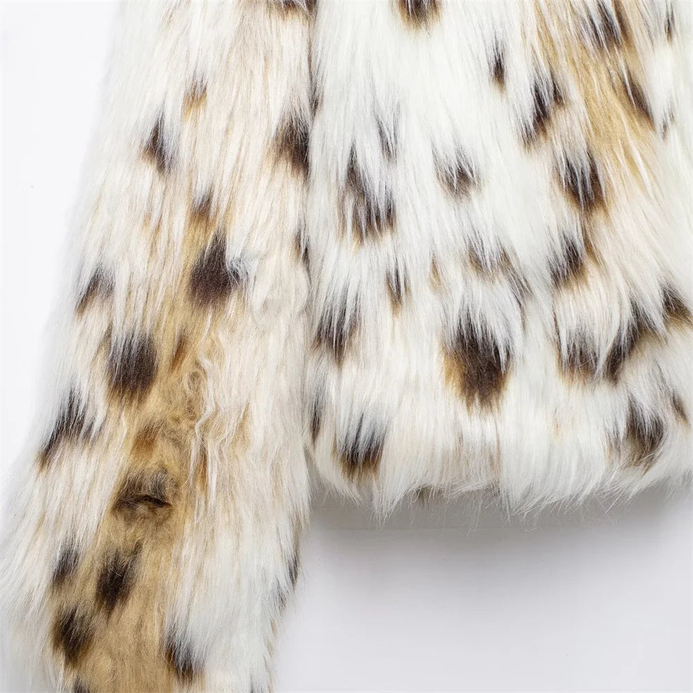 Leopard Jackets - Leopard Faux Fur Winter Jacket for Social Events