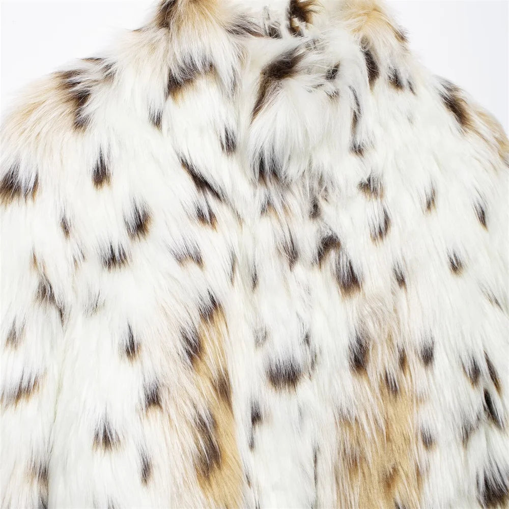 Leopard Jackets - Leopard Faux Fur Winter Jacket for Social Events