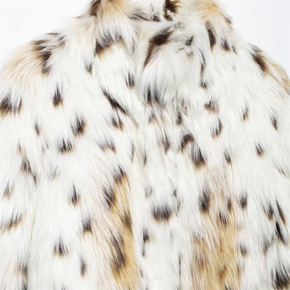 Leopard Jackets - Leopard Faux Fur Winter Jacket for Social Events