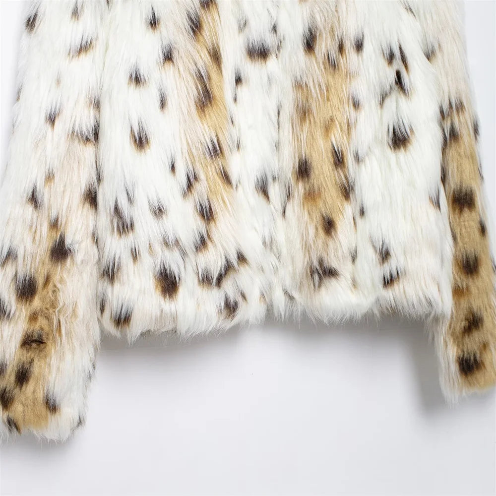 Leopard Jackets - Leopard Faux Fur Winter Jacket for Social Events