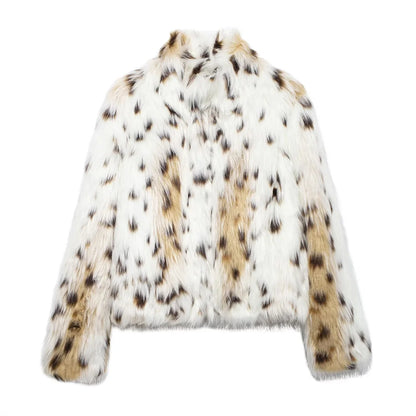 Leopard Jackets - Leopard Faux Fur Winter Jacket for Social Events