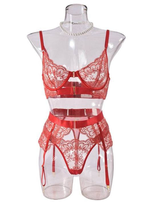 Lingerie - Elegant Bridal Lingerie Set with Garters for Special Evenings