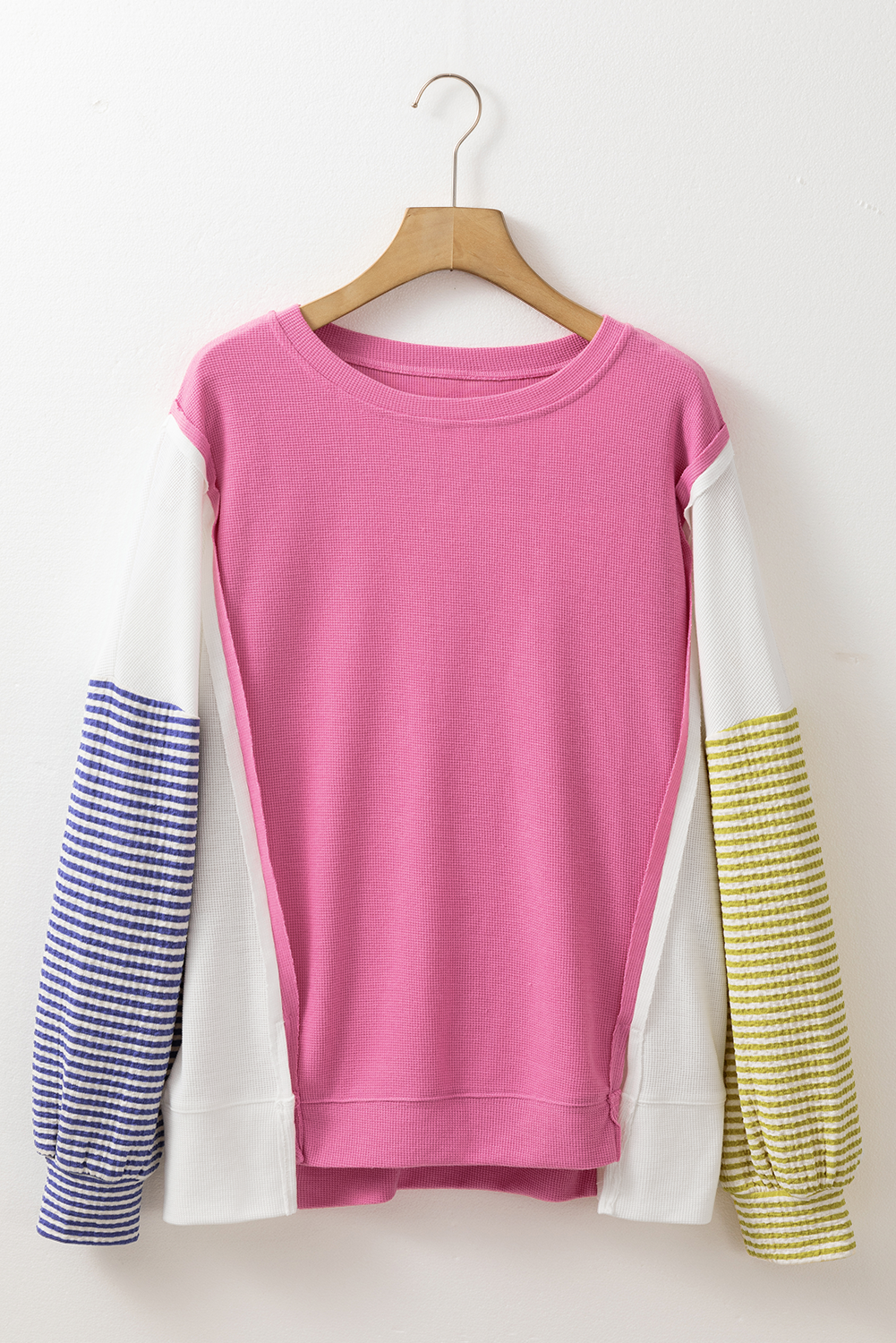 Long Sleeve Tops - Patchwork Color Block Long Sleeve Sweater Fall Pullover