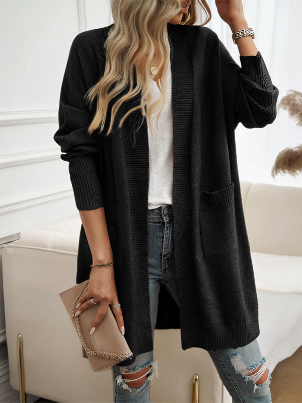 Longline Cardigans- Cozy Layer Long Cardigan with Batwing Sleeves for Women- - Pekosa Women Fashion