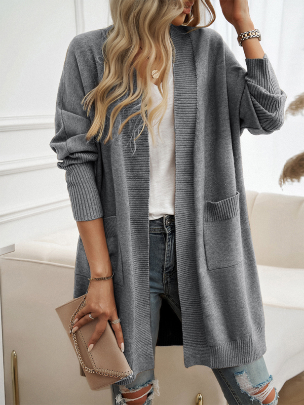 Longline Cardigans- Cozy Layer Long Cardigan with Batwing Sleeves for Women- - Pekosa Women Fashion