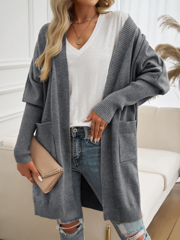 Longline Cardigans- Cozy Layer Long Cardigan with Batwing Sleeves for Women- - Pekosa Women Fashion