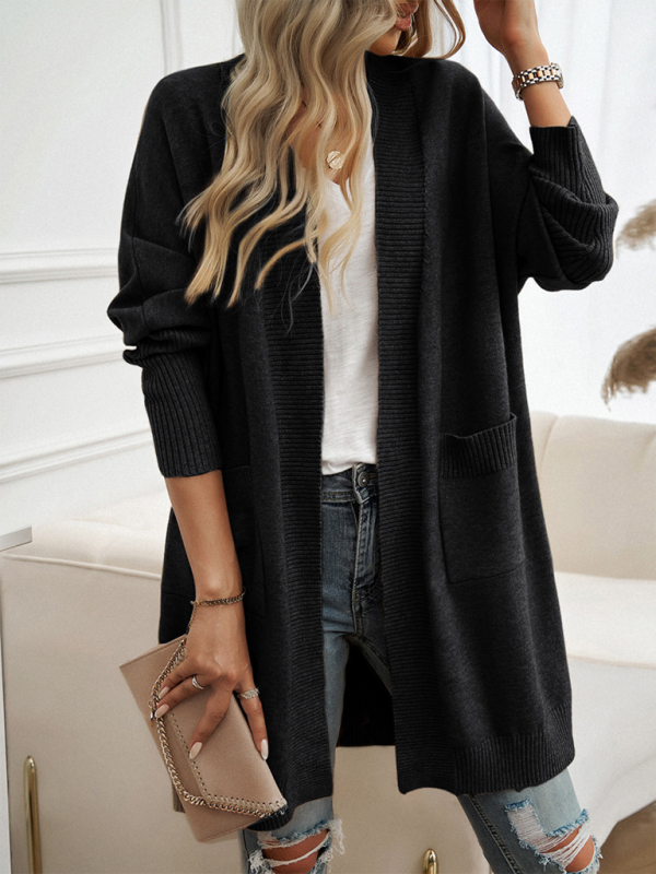 Longline Cardigans- Cozy Layer Long Cardigan with Batwing Sleeves for Women- - Pekosa Women Fashion