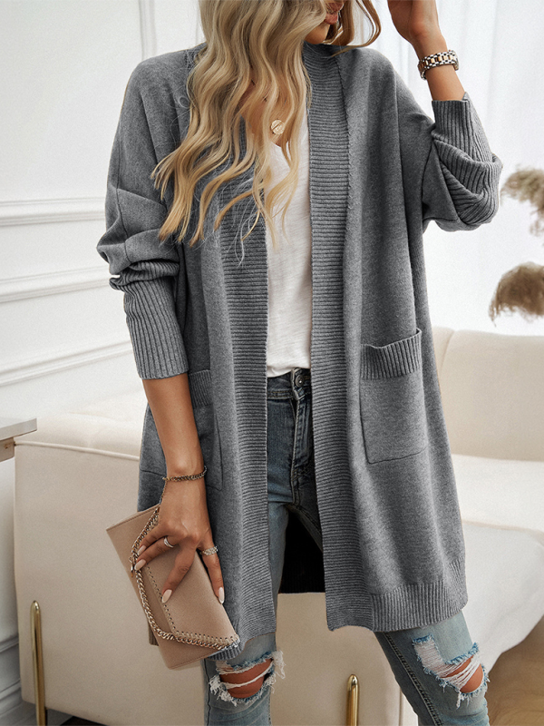 Longline Cardigans- Cozy Layer Long Cardigan with Batwing Sleeves for Women- - Pekosa Women Fashion