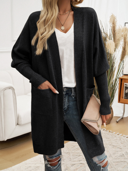 Longline Cardigans- Cozy Layer Long Cardigan with Batwing Sleeves for Women- - Pekosa Women Fashion