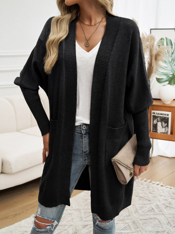 Longline Cardigans- Cozy Layer Long Cardigan with Batwing Sleeves for Women- - Pekosa Women Fashion