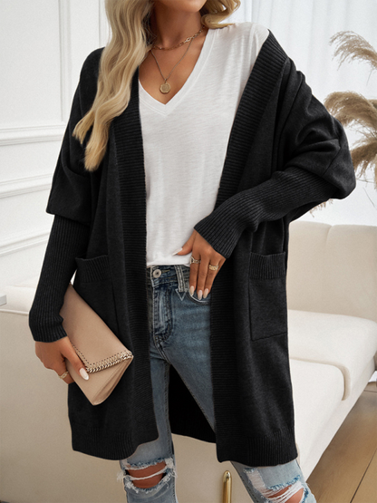 Longline Cardigans- Cozy Layer Long Cardigan with Batwing Sleeves for Women- - Pekosa Women Fashion