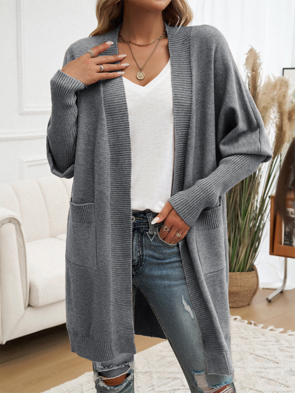 Longline Cardigans- Cozy Layer Long Cardigan with Batwing Sleeves for Women- - Pekosa Women Fashion