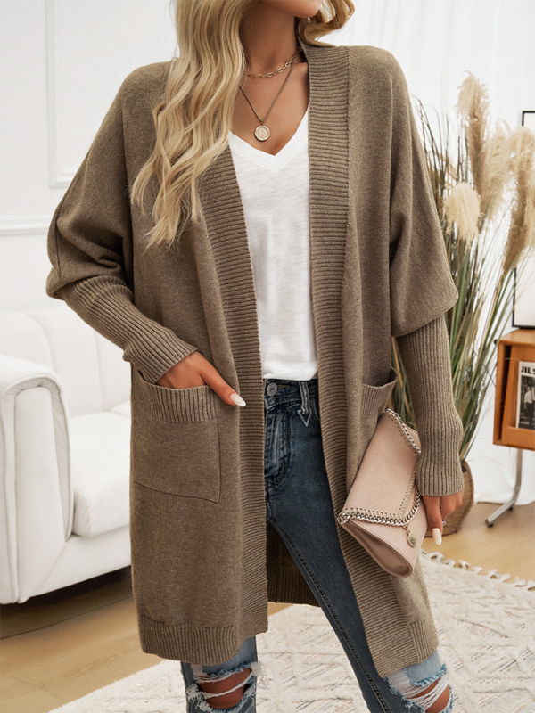 Longline Cardigans- Cozy Layer Long Cardigan with Batwing Sleeves for Women- - Pekosa Women Fashion