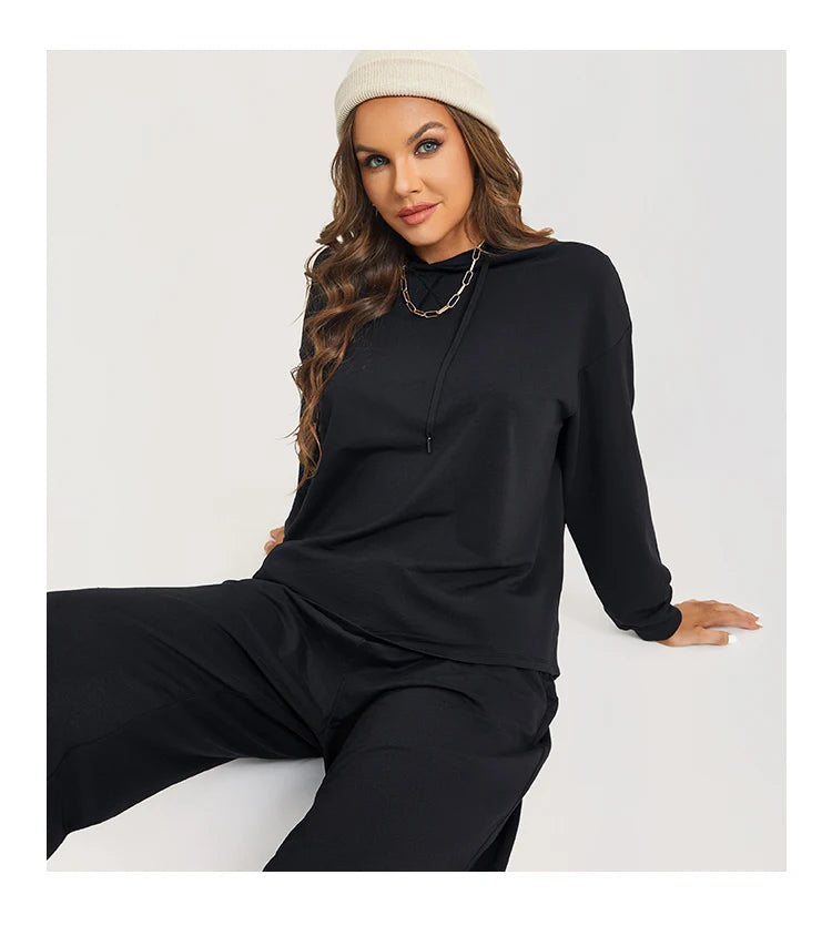 Loungewear - All-Day Soft Cotton Lounger Set with Hood