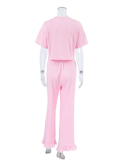 Loungewear - Casual Daisy Loungewear Pants and Top