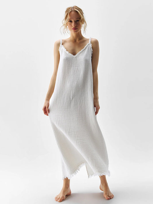 Loungewear - Cotton Cami Lounger Pajamas Dress