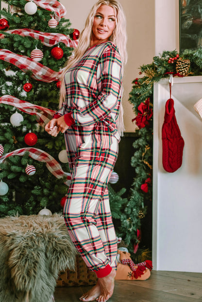 Loungewear - Festive Plaid Christmas Pajama Set Holiday Lounge Pants and Top