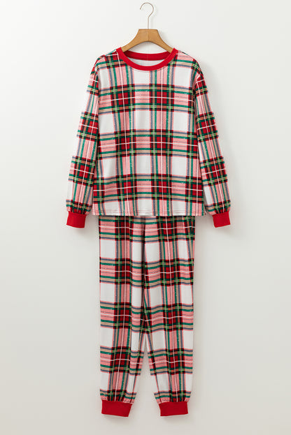 Loungewear - Festive Plaid Christmas Pajama Set Holiday Lounge Pants and Top