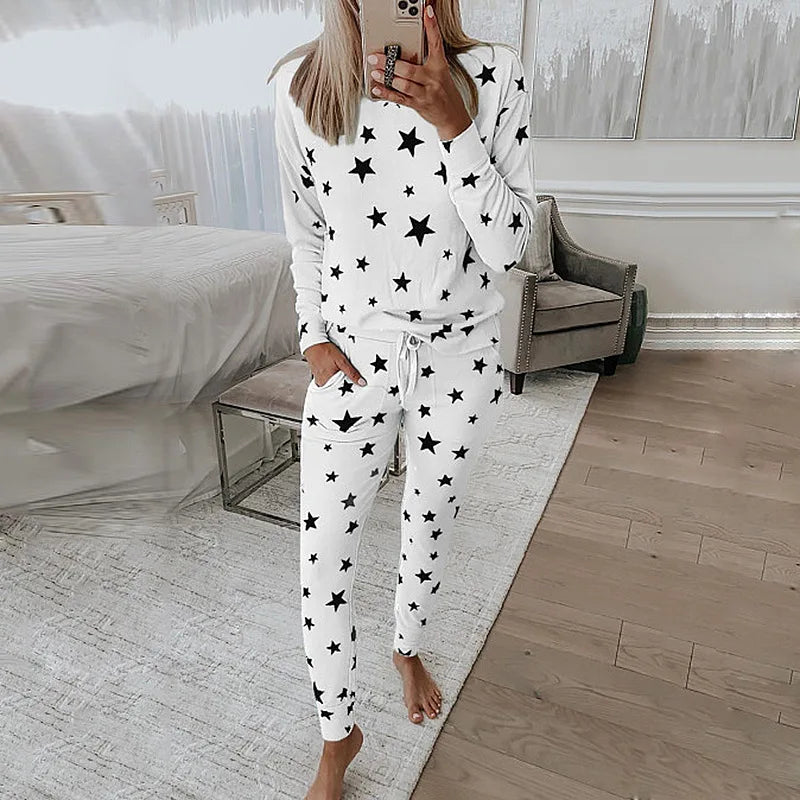 Loungewear- Starry Comfy Women's Casual Pajama Set for Home & Leisure- - Pekosa Women Fashion