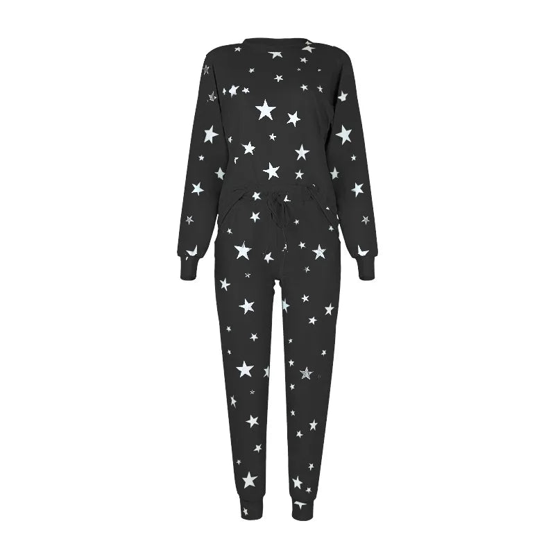 Loungewear- Starry Comfy Women's Casual Pajama Set for Home & Leisure- - Pekosa Women Fashion