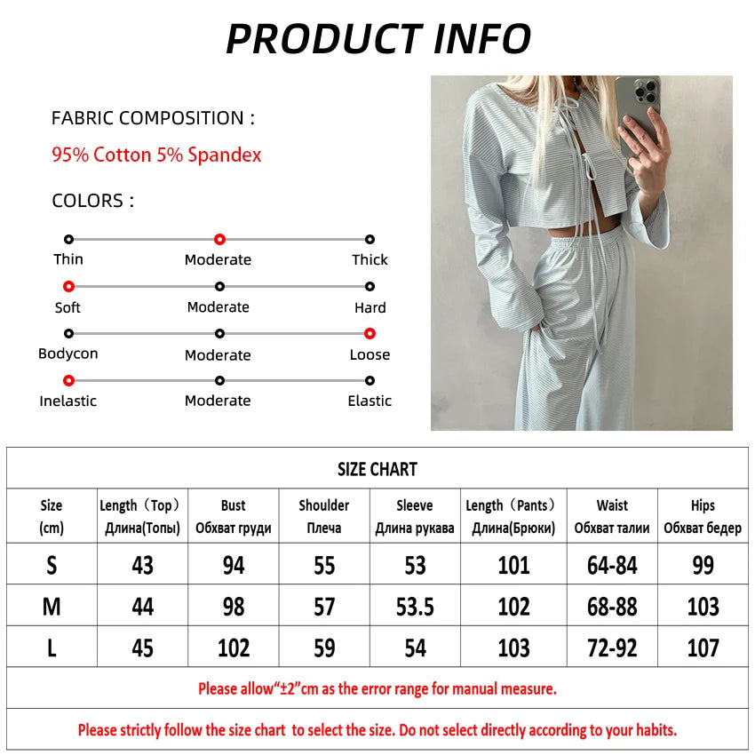 Loungewear - Tie-Up Casual 2 Piece Cotton Loungewear Set