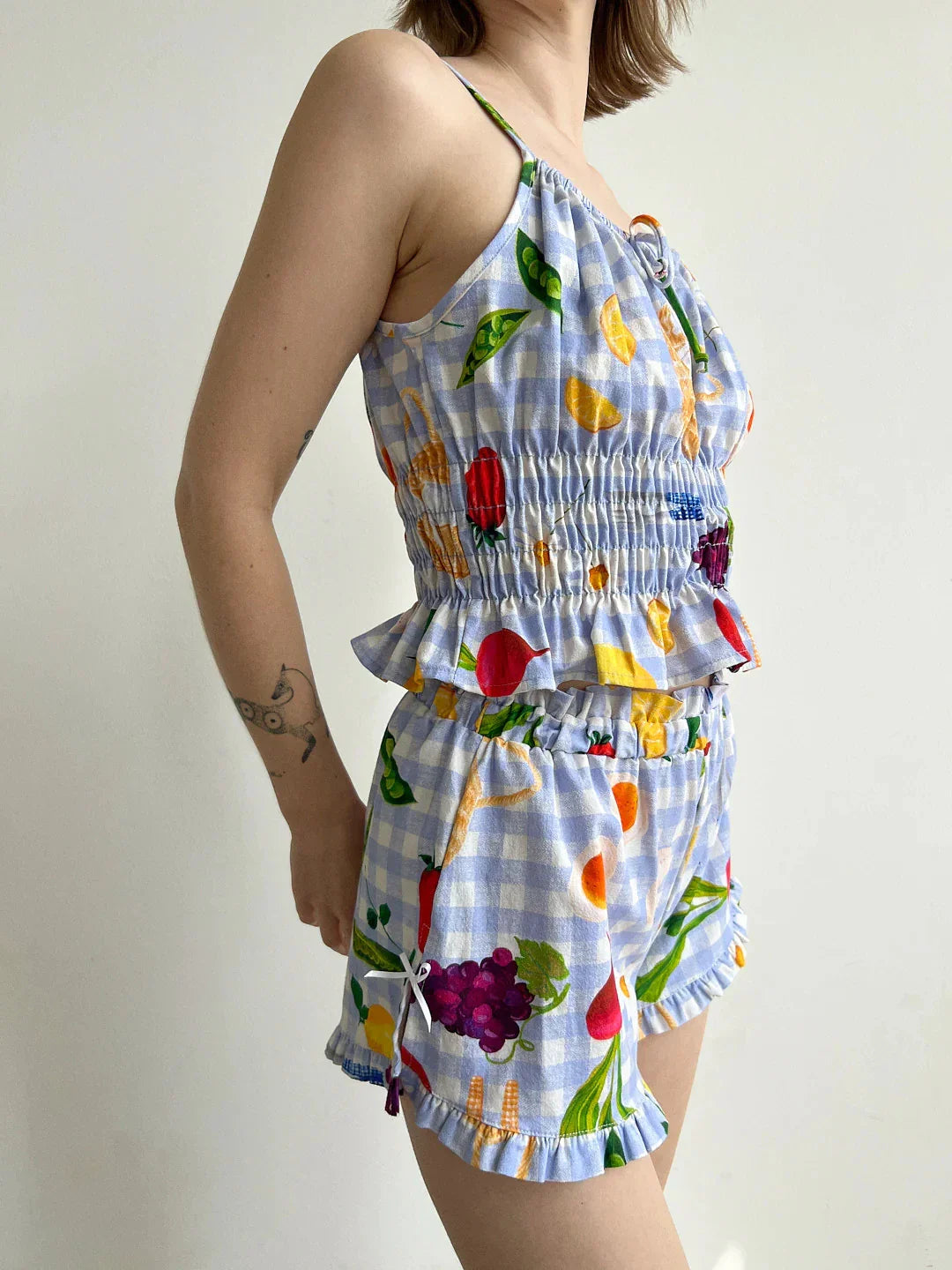 Loungewear- Veggie-Themed Loungewear Cami & Shorts for Women- - Chuzko Women Clothing