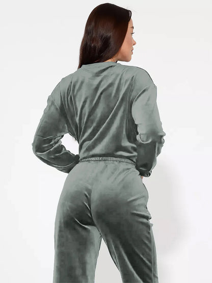 Loungewear - Velvet Loungewear 2 Piece Plus Size Set Pants & Top Pajamas