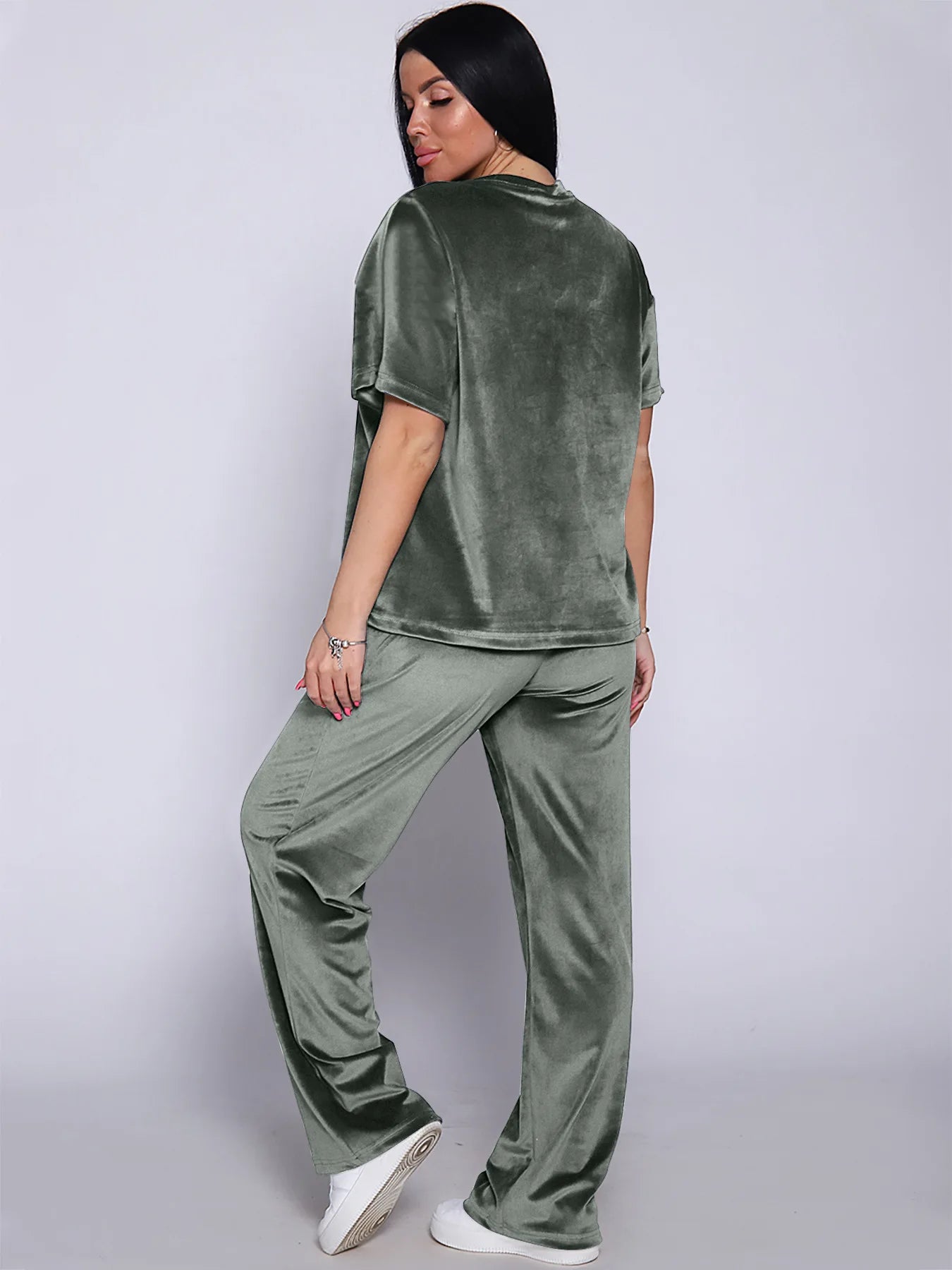 Loungewear - Velvet Loungewear 2 Piece Plus Size Set Pants & Top Pajamas