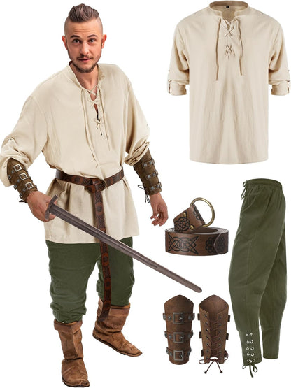 Male Halloween Costumes - 4 Pcs Medieval Maven Ensemble Kit - Halloween Best