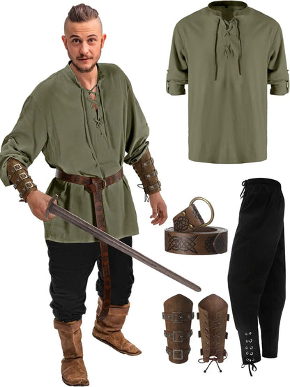 Male Halloween Costumes - 4 Pcs Medieval Maven Ensemble Kit - Halloween Best