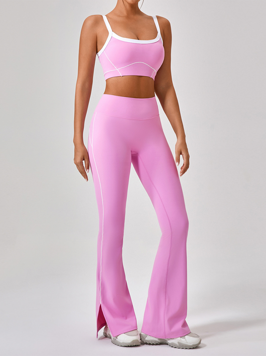 Matching Set Outfits - Active Flared Leggings Set with Sporty Crop Top