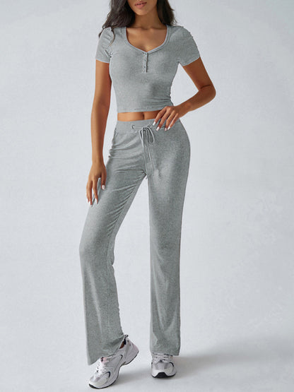 Matching Sets - Casual Matching Set Tee & Flared Pants for Every Day