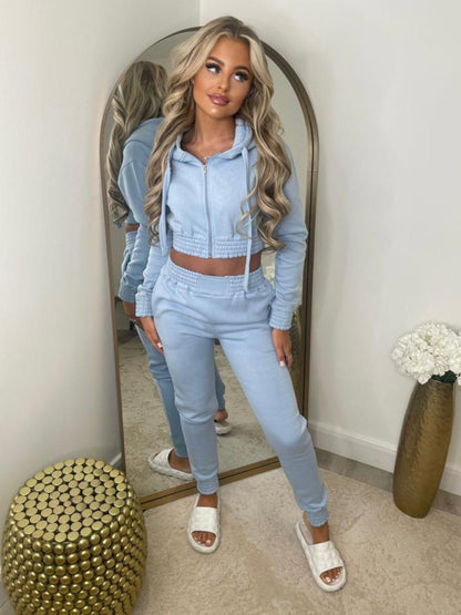 Matching Sets - Women's Crop Hoodie & Joggers Set Tracksuit Sweatpants