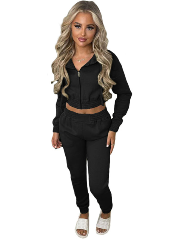 Matching Sets - Women's Crop Hoodie & Joggers Set Tracksuit Sweatpants