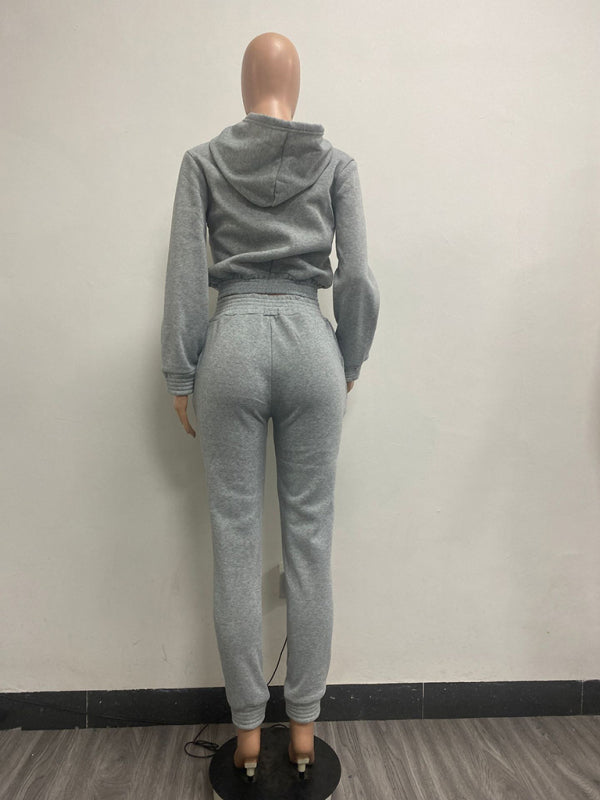 Matching Sets - Women's Crop Hoodie & Joggers Set Tracksuit Sweatpants