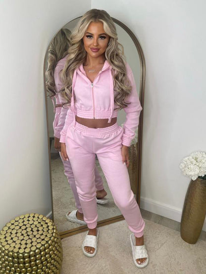 Matching Sets - Women's Crop Hoodie & Joggers Set Tracksuit Sweatpants