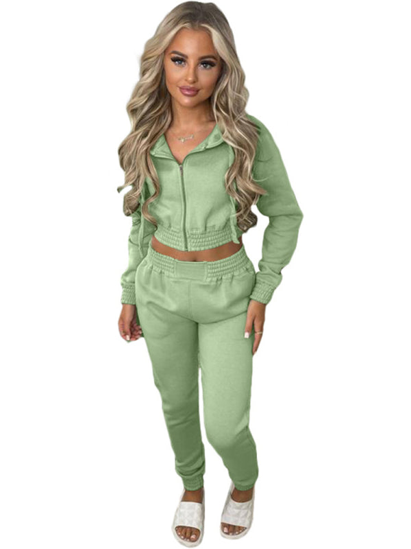 Matching Sets - Women's Crop Hoodie & Joggers Set Tracksuit Sweatpants