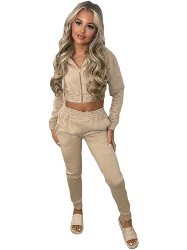 Matching Sets - Women's Crop Hoodie & Joggers Set Tracksuit Sweatpants