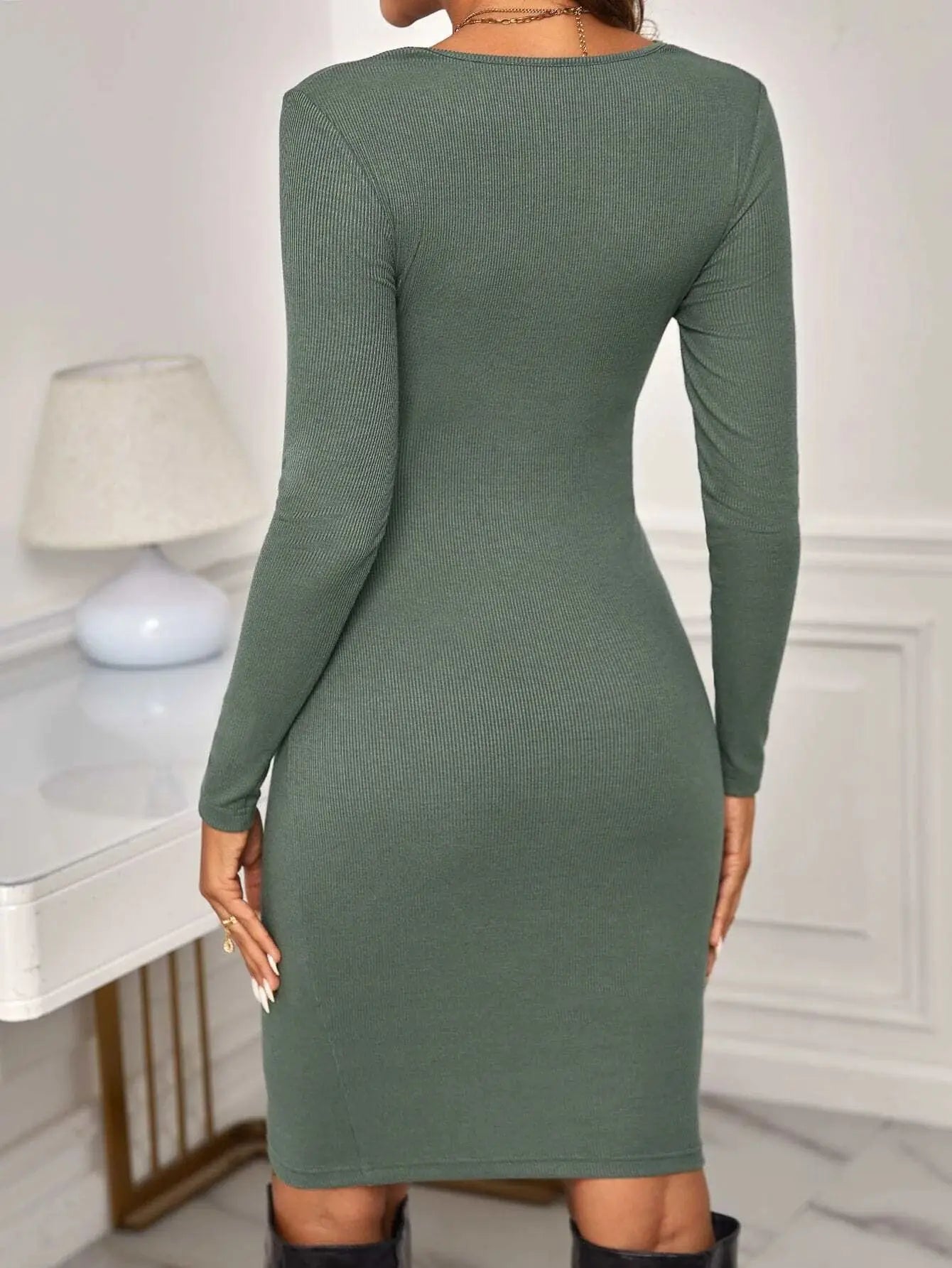 Maternity Dresses - Belly Embrace Knit Midi - Long Sleeve Maternity