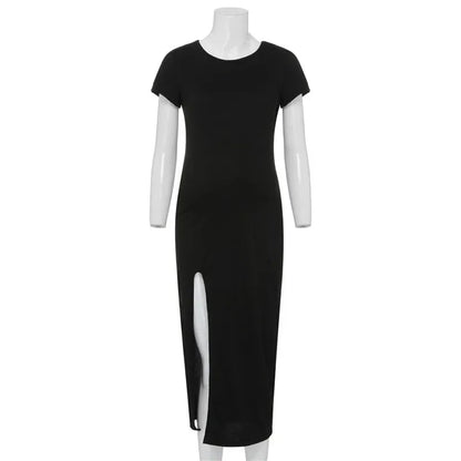 Maternity Dresses - Chic Mama Maternity Maxi with Leg Flair