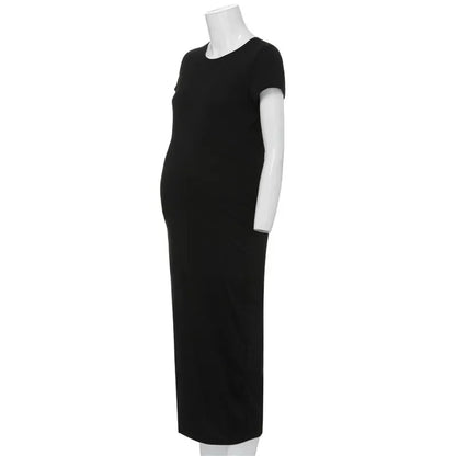 Maternity Dresses - Chic Mama Maternity Maxi with Leg Flair