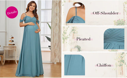 Maternity Dresses- Draped Maternity Evening Gown—Perfect for Elegant Events- - Chuzko Women Clothing