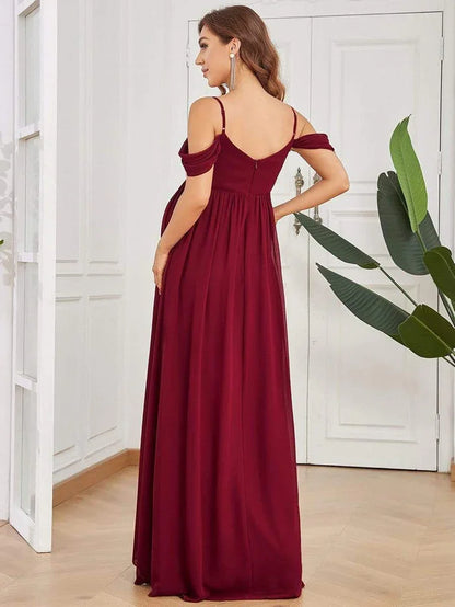 Maternity Dresses- Draped Maternity Evening Gown—Perfect for Elegant Events- - Chuzko Women Clothing