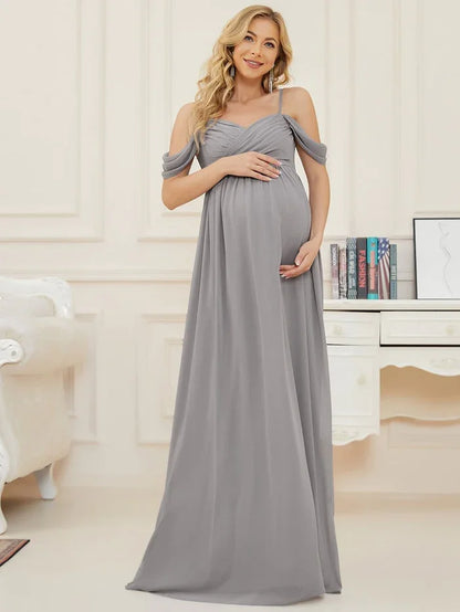 Maternity Dresses- Draped Maternity Evening Gown—Perfect for Elegant Events- - Chuzko Women Clothing