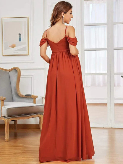 Maternity Dresses- Draped Maternity Evening Gown—Perfect for Elegant Events- - Chuzko Women Clothing