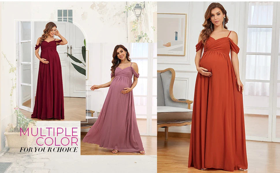 Maternity Dresses- Draped Maternity Evening Gown—Perfect for Elegant Events- - Chuzko Women Clothing