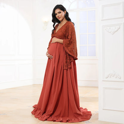 Maternity Dresses - Elegant Lace Maternity Dress Pregnancy Gown for Photoshoots